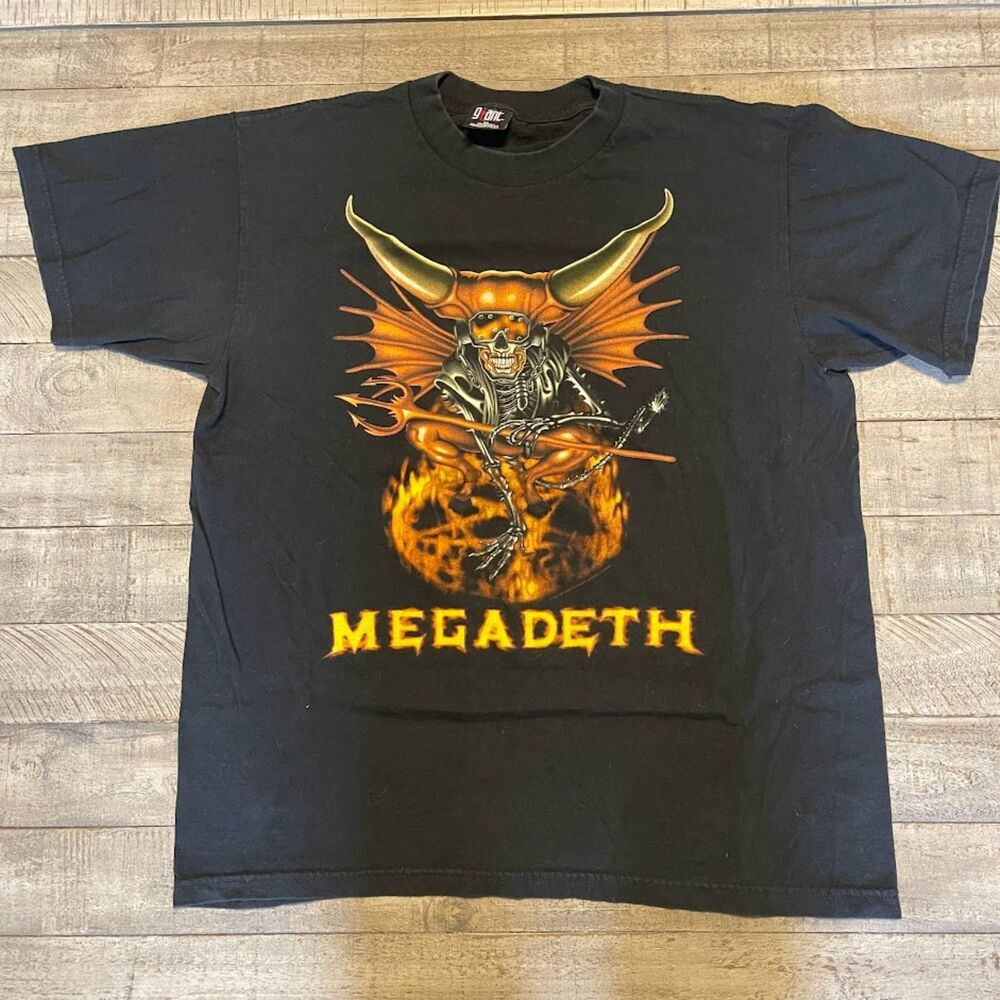 Vintage Giant Megadeth Men's XL T Shirt Pentagram Demon Music Band Promo Y2K